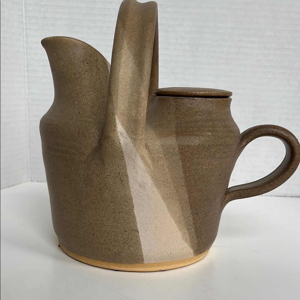 Brown Studio Pottery Ceramic Teapot Creamer Pitcher Made by Rose Minimalist - Picture 3 of 13